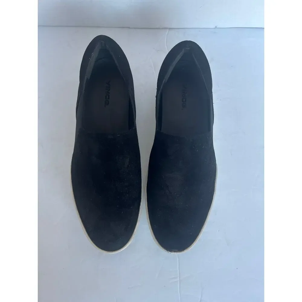 Vince‎ Warren Black Suede White Platform Round Toe Slip On Skate Sneaker Shoes 7